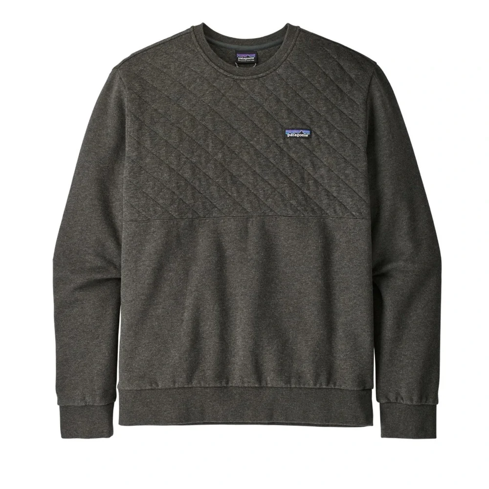 Patagonia Men's organic cotton quilted Dark Gray Crewneck Sweatshirt M